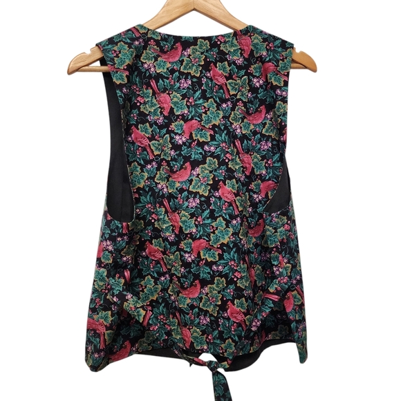 Vintage Floral holiday Red cardinal Bird Sleeveless Vest Top - Picture 2 of 6